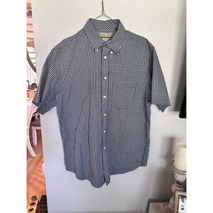 Roundtree‎ & Yorke Shirt Men's Large Plaid Office Casual Gold Label Short Sleeve
